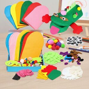 6Pcs Hand Puppet Making Kit, Art Craft Felt Sock Puppet Toys, Creative